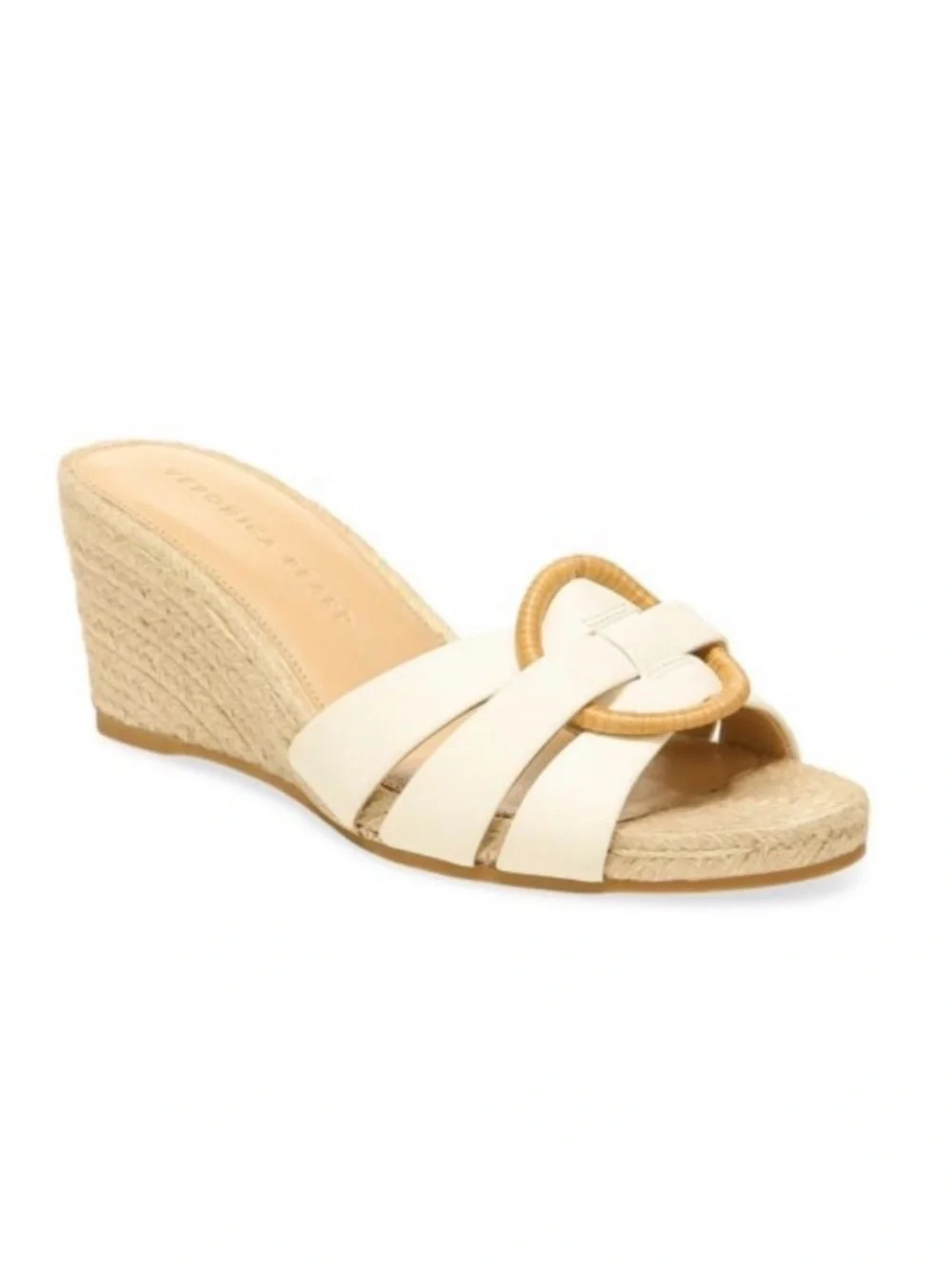 Veronica Beard || Ivy Woven Wedge Espadrille Sandals White Tan 5